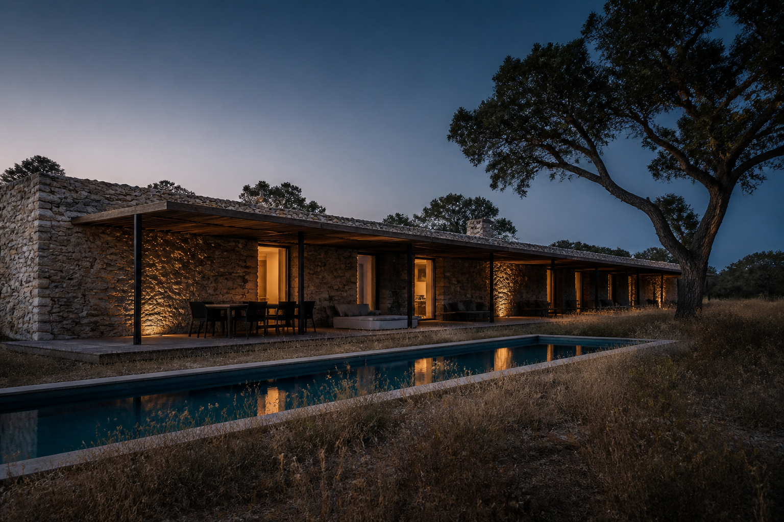 Stone Retreat, exterior visualization, view 1